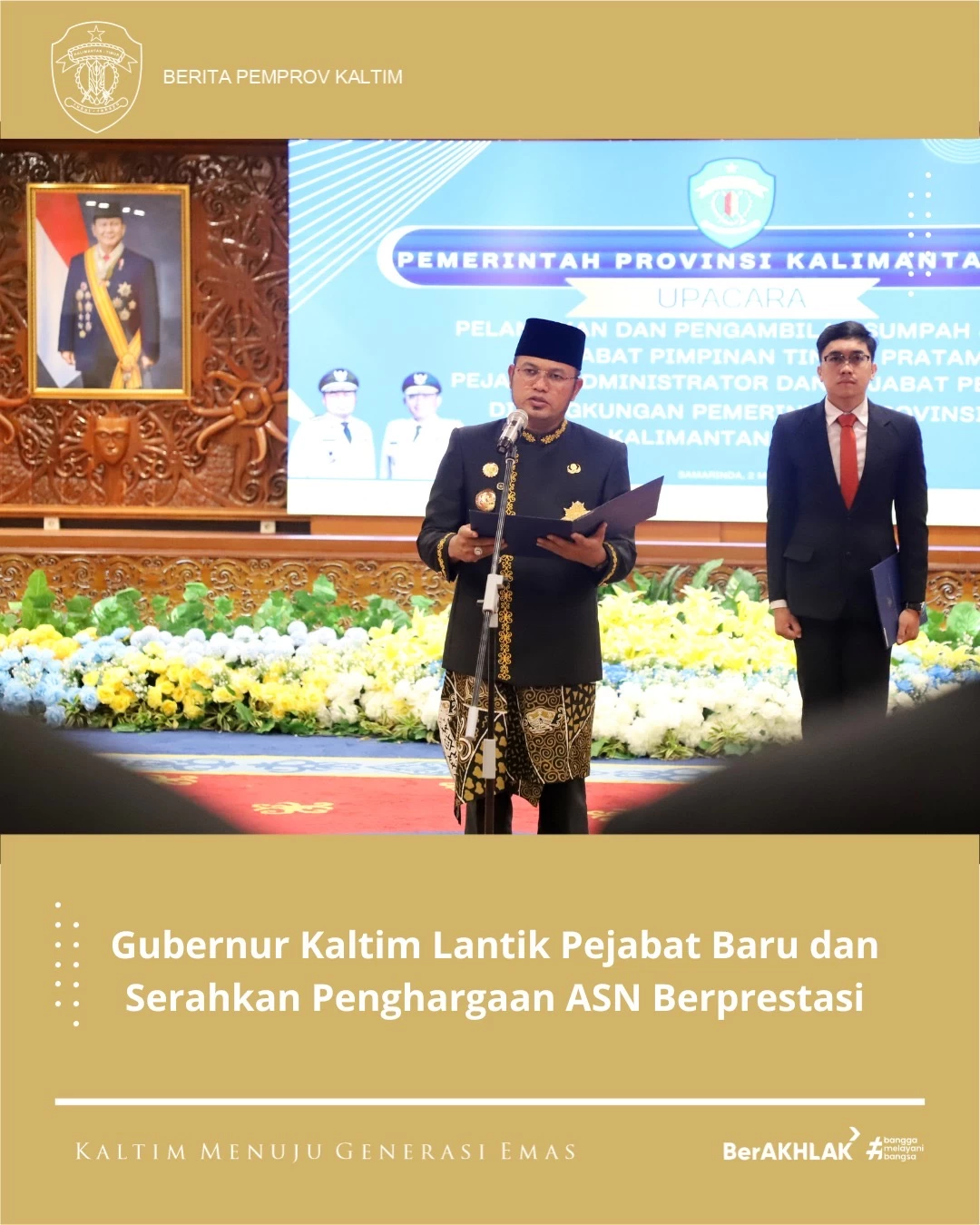Gubernur Kaltim Lantik Pejabat Baru dan Serahkan Penghargaan ASN Berprestasi